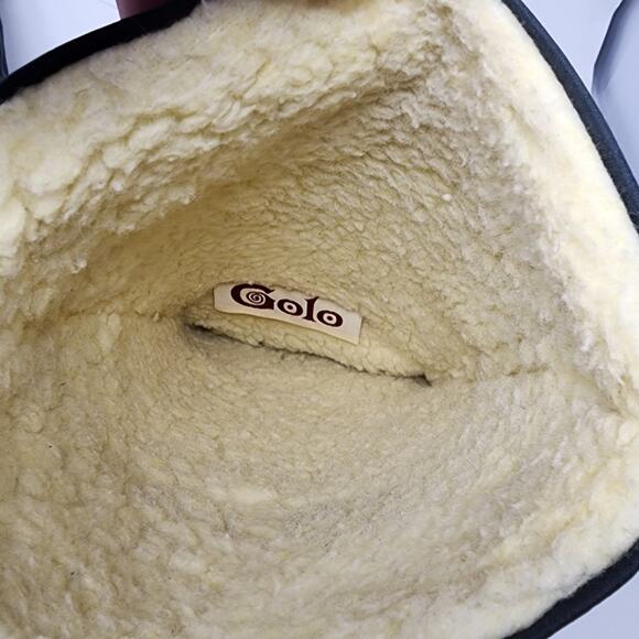 Golo Boots Women 8M Vintage 1970s Black Nylon Sheepskin Fold Over Waterproof - Picture 12 of 13